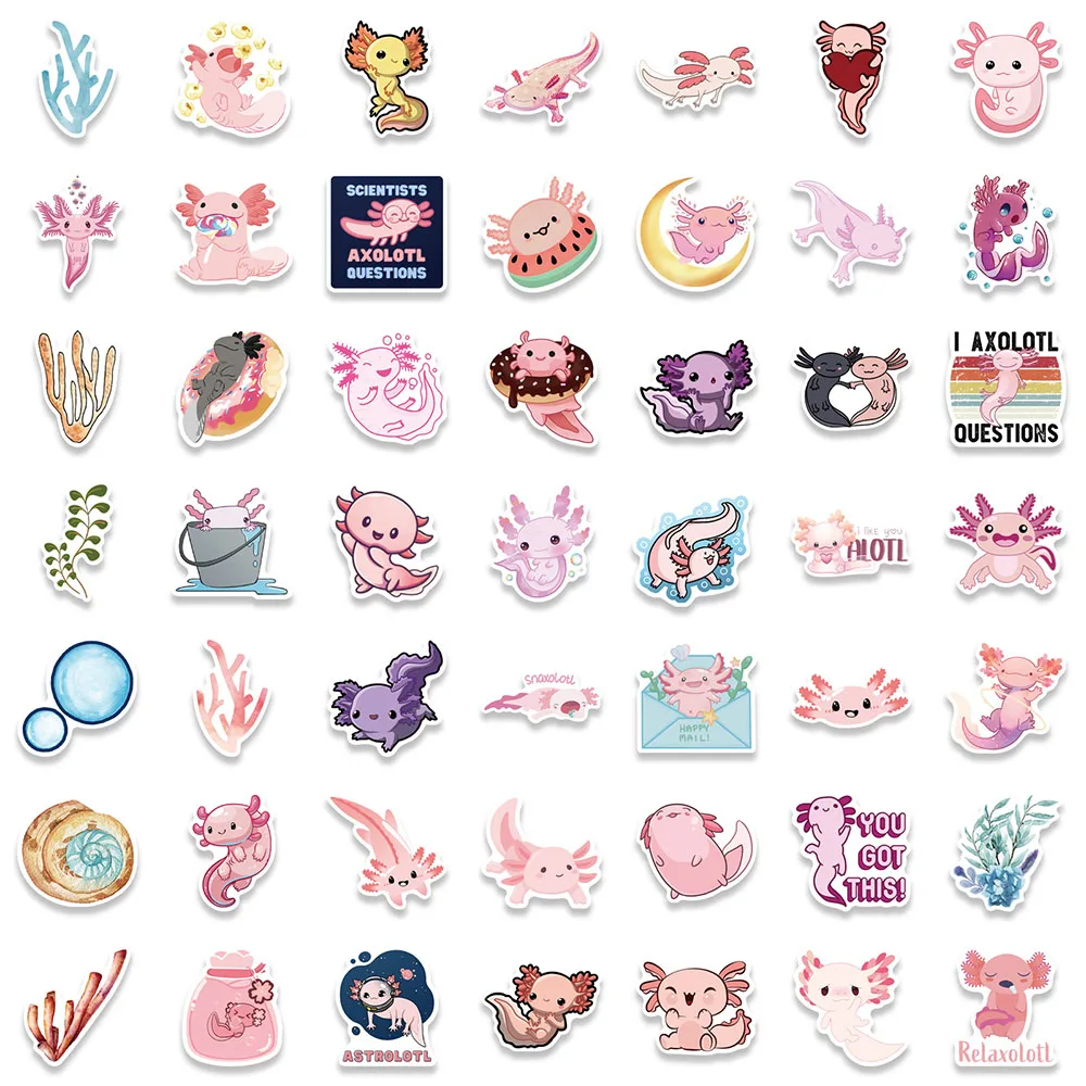 10/30/50/100 pçs bonito animal axolotl graffiti adesivos decalques dos desenhos animados crianças brinquedo diy diário mala scrapbook telefone