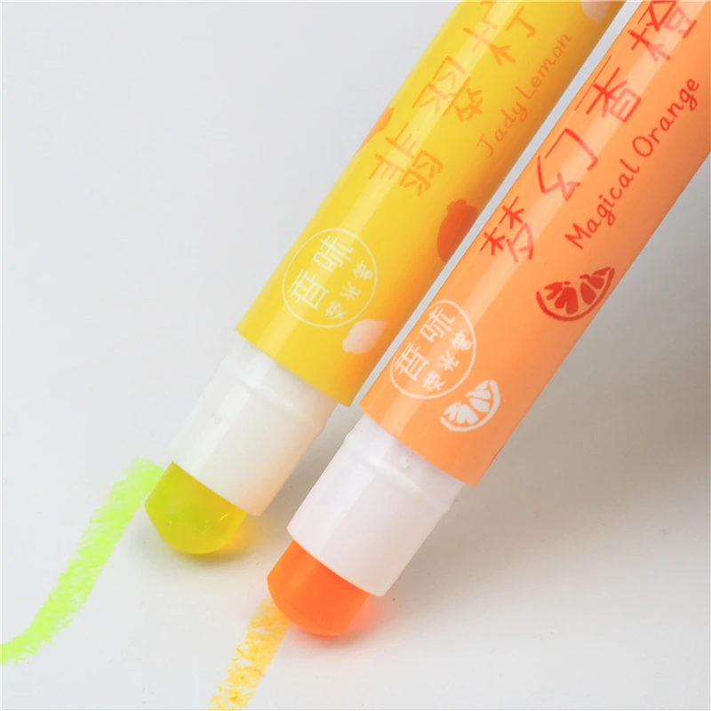 Creative fruit scent fluorescent highlighter Solid rotating retractable color marker hildren\'s art painting pen