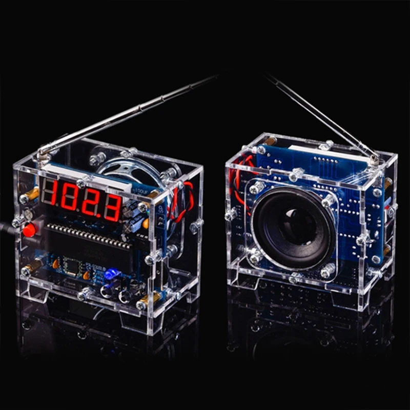 Ajustável sem fio fm receptor display lcd fm módulo rádio digital kits diy fácil montar parte função memória energia