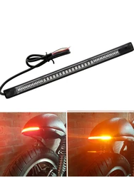 Flexível Motocicleta Strip Light, Tail Brake, Stop Turn Signal Light, License Plate Lamp, Vermelho e Âmbar LED Cor, Motor Styling, 32 LEDs