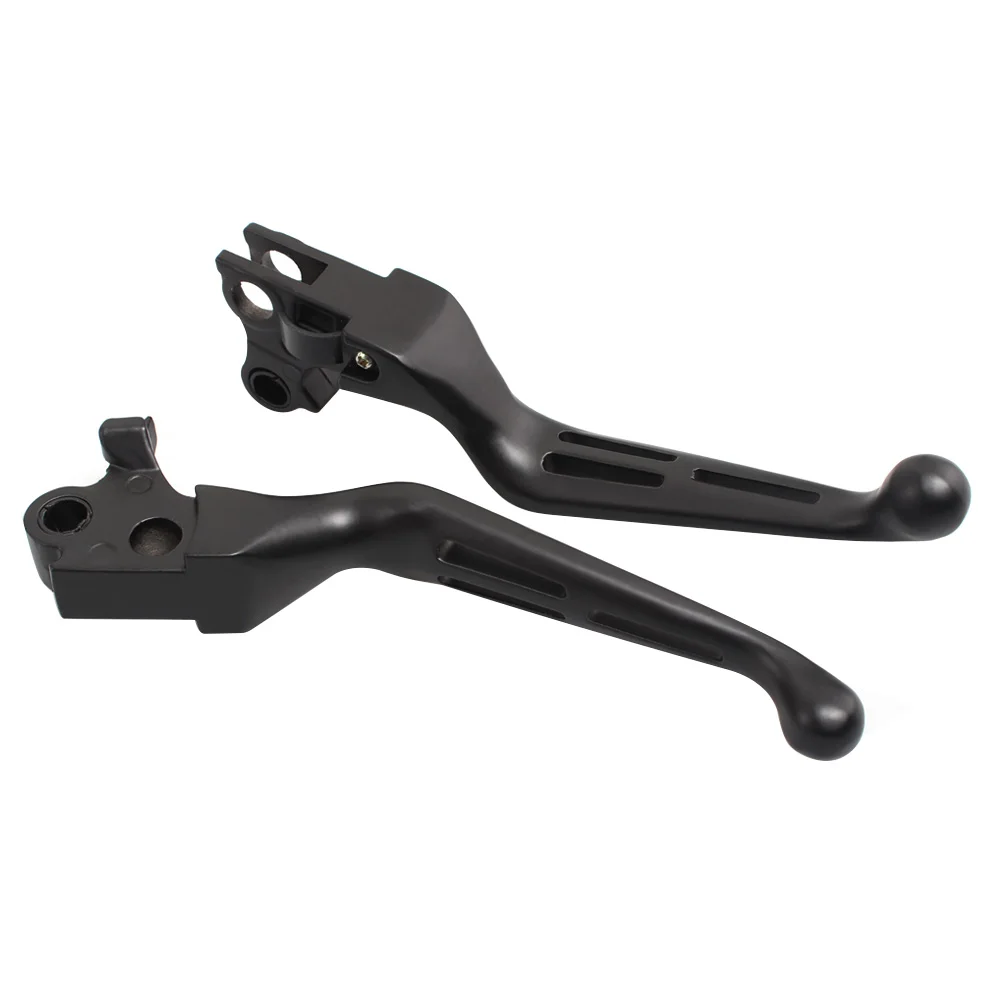 Black Aluminum Motorcycle Clutch Brake Lever Slotted Cut Hand Control Lever For Harley Road King Dyna Softail Fat Boy 1996-2017