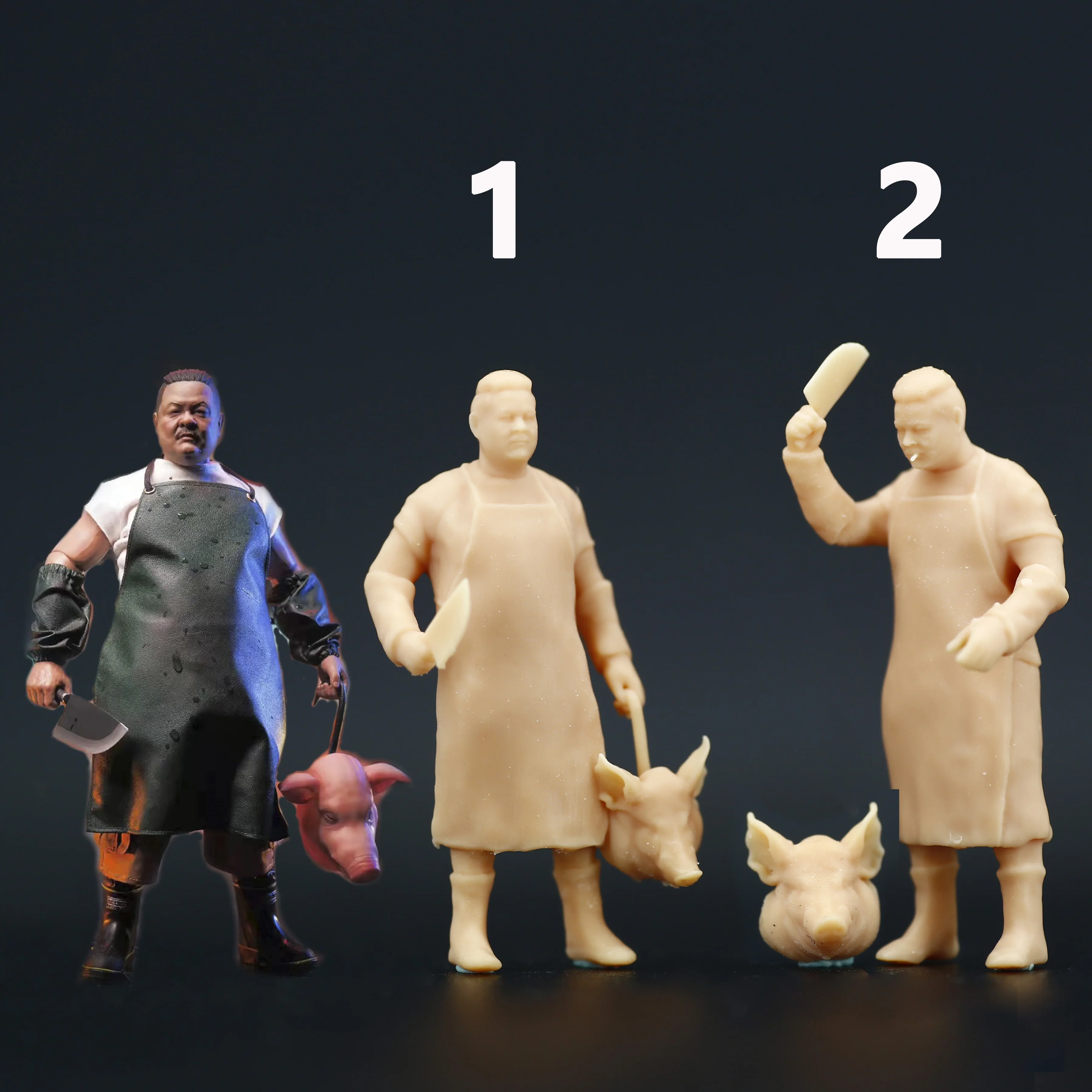 

1:64 Pig Head Butcher Knife Man Miniature 1:87 Villain Scene White Model Need To Be Colored By Yourself