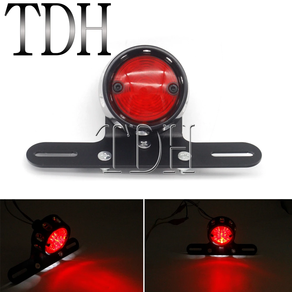 

Motorcycle LED Tail Light Rear Brake Light 12V Red Lamp w/ License Plate Light Holder Bracket For Honda Harley Cruiser Chopper