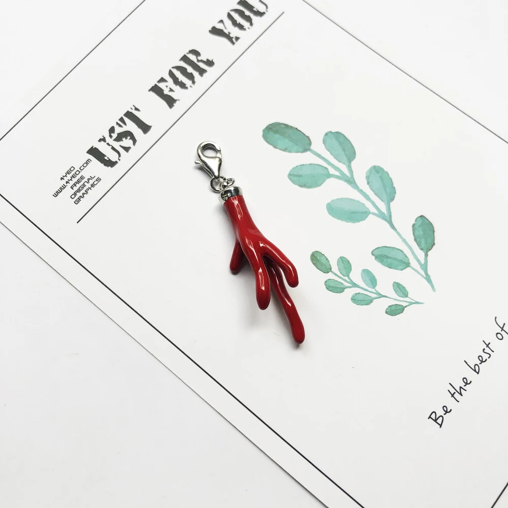 Red Charms Pendant Coral Lanter Fashion 925 Sterling Silver Fine Woman Jewelry Accessories Trendy Gift Fit Bracelet Necklace Bag