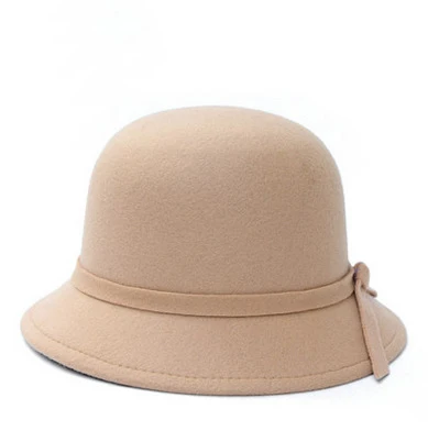 2019 New Fall Winter Fashion warm Wool Felt Women\'s Fedoras Hats Bow Bucket cap Top hat Not Deformed Fedoras Caps For Women