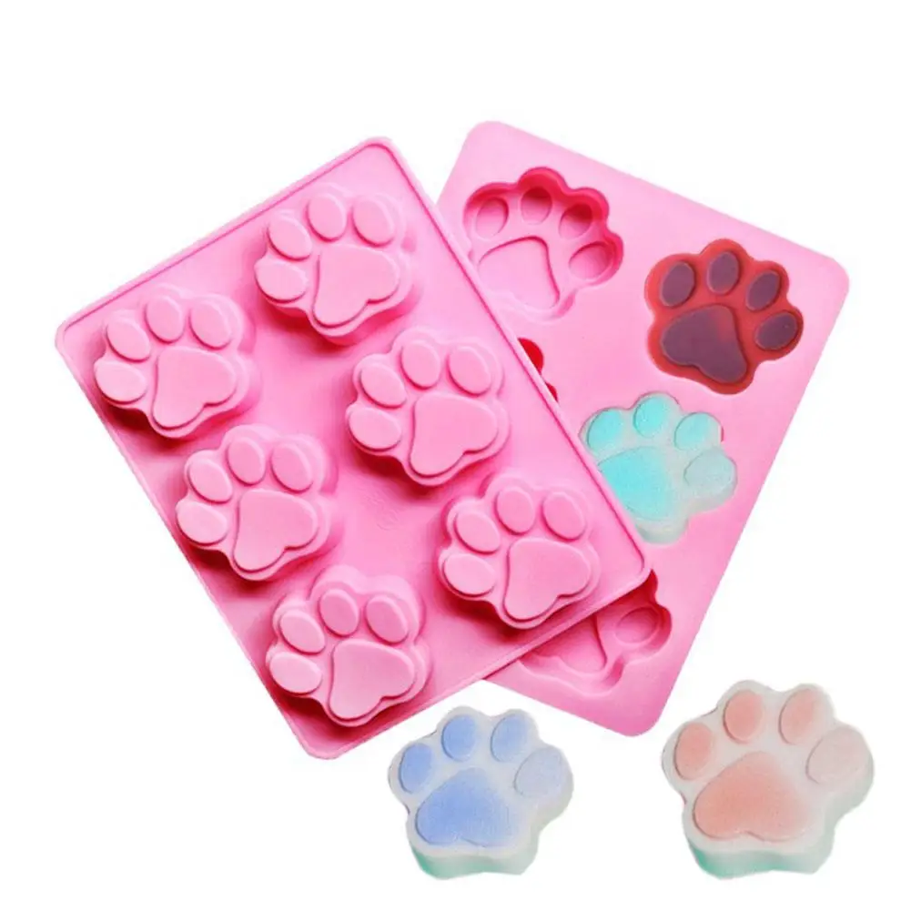 Chocolate Silicone Mould Handmade Soap Making Tools Cat Feet Pattern Cake 6 Cavities Handcrafted Accessories Non-toxic Soap Mold