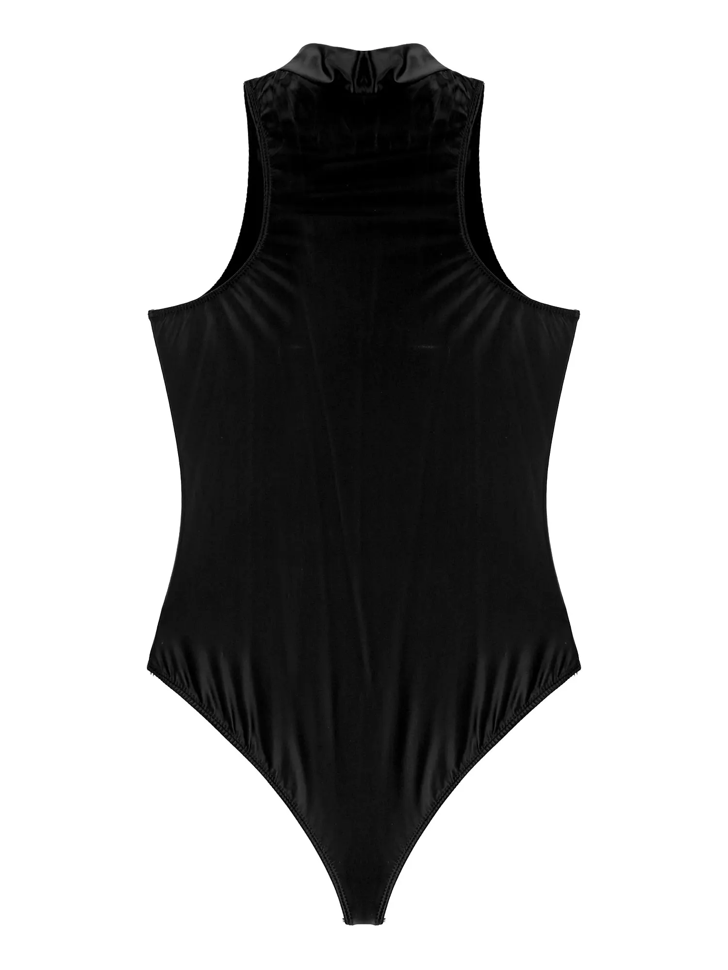 Tuta Sexy da donna tuta senza maniche lucida tuta tinta unita doppia cerniera body frontale taglio alto Clubwear indumenti da notte