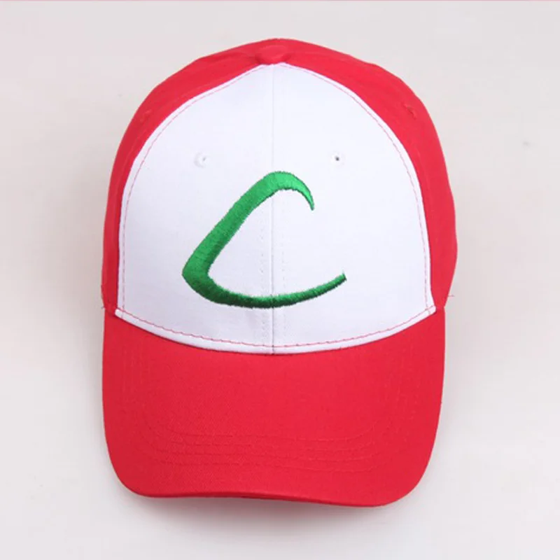 Casquette de cosplay brodée avec la lettre C pour adulte, chapeau de cosplay, avec visière en Ketchum, Costume, jeu de Baseball, vente en gros