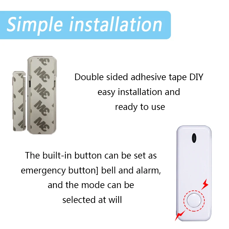 Sensor de puerta inalámbrico Ev1527, transmisión de 433MHz, frecuencia de protección de seguridad para el hogar inteligente, fácil instalación, conectar alarma para usar