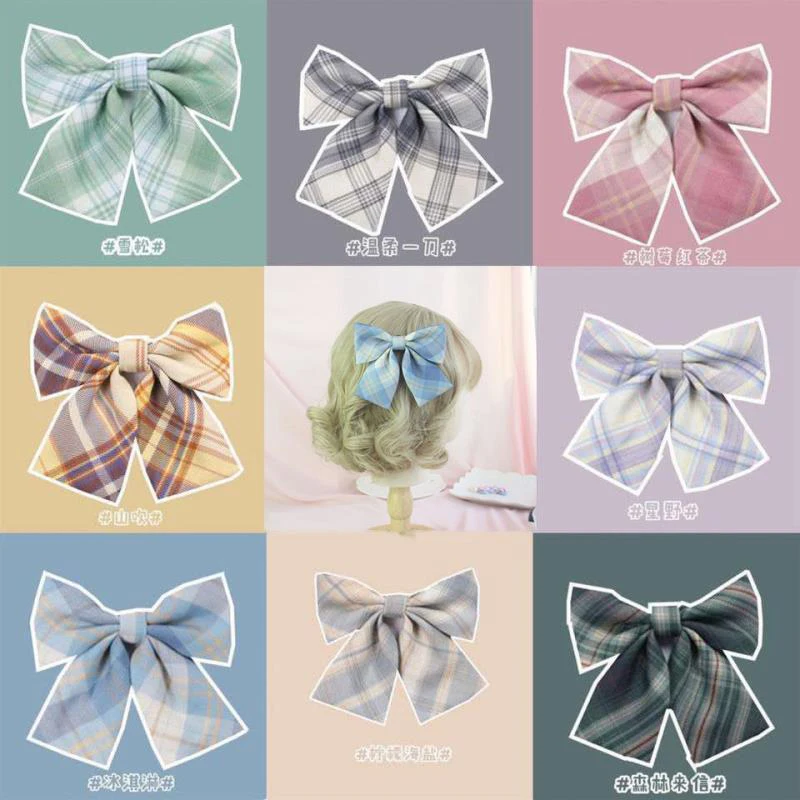 

Oversize Bowknot Multicolor Printed Grid Cloth Fashion Sweet Hair Accessories Hair Clip Headwear For Girls