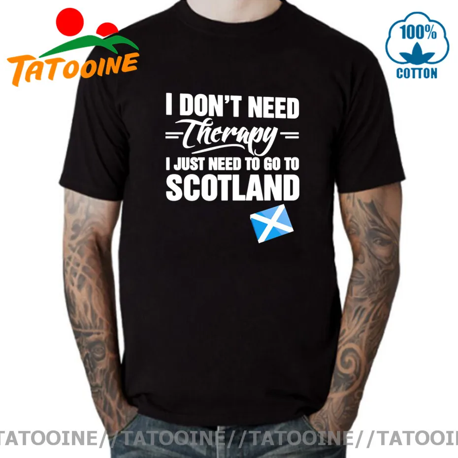 Casual Funny Short Sleeve Cotton tshirt I Don't Need Therapy I Just Need To Go to Scotland Men T Shirt Grapic Letter Print Tees