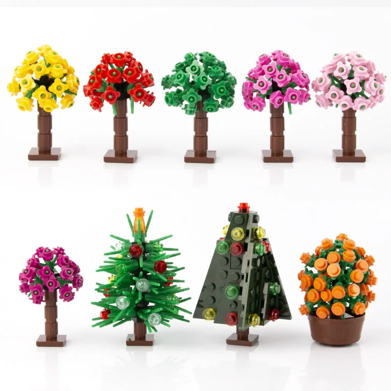 Plants Building Blocks Garden Park Flower Orange Tree MOC City Accessory Bricks Christmas Decoration DIY Toys for Children C144