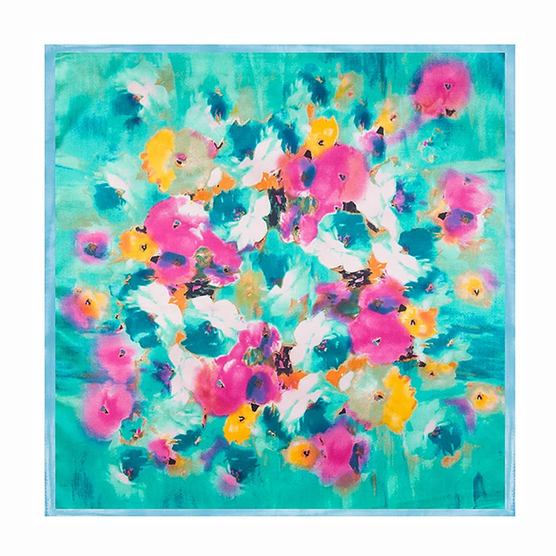 France 60cm Spring New Versatile Rose Flower Women\'s Imitation Silk Business Leisure Small Scarf Occupation Small Square Towel