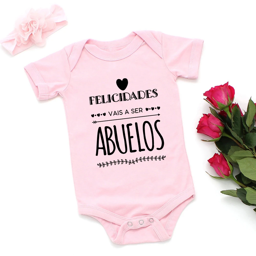 Funny Baby Announcement Onesie Vais a ser Abuelos Newborn Baby Bodysuits Cotton Summer Boys Girl Romper Pregnancy Reveal Clothes