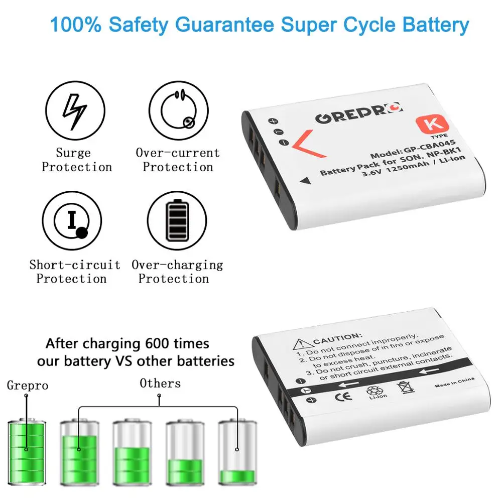 1250MAh NP-BK1 NPBK1 Pin + NP BK1 Pin Sạc Cho Sony DSC W190 S750 S780 S950 S980 W370 W180 DSC-W190 S750 DSC-S780