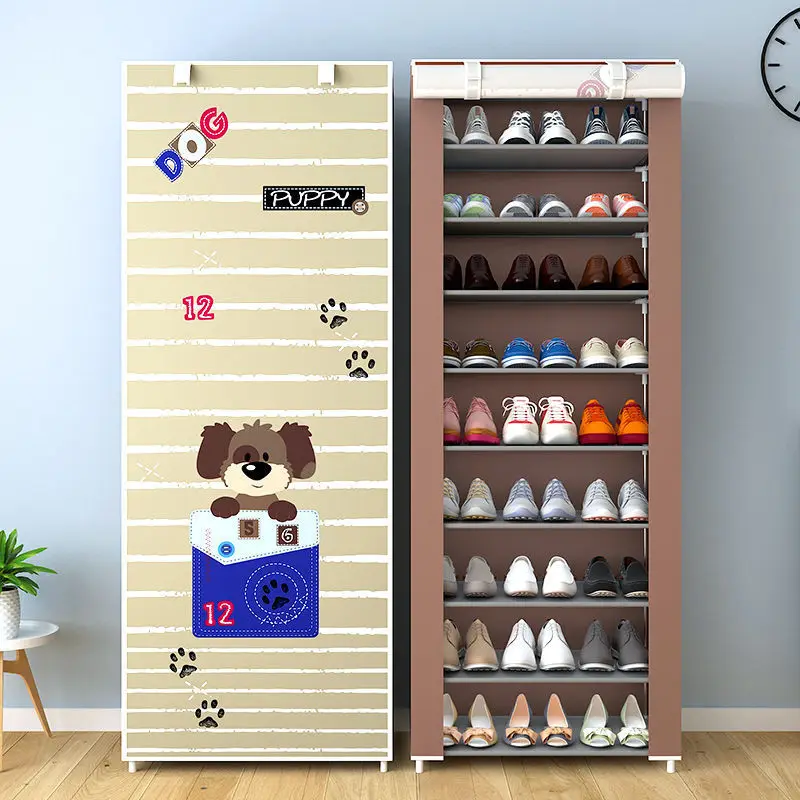 Multilayer Shoe Cabinet Simple Dustproof Home Space-saving indoor Assembly Nonwoven Fabric With Zipper Closed Storage Shoe Rack