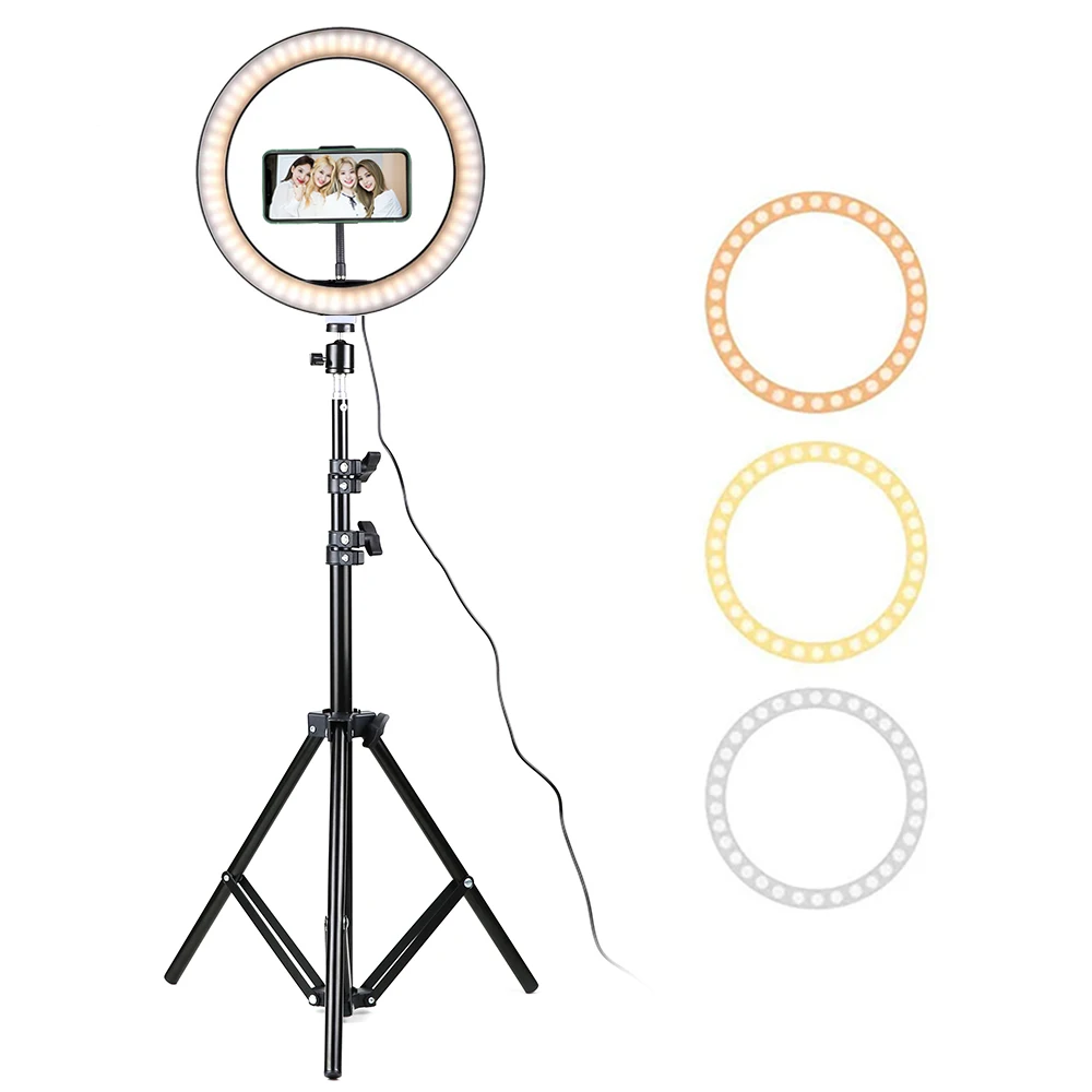 

26cm LED Ring Light With Tripod Stand Selfie Lamp Dimmable Photography Lighting Kit For Video Live Stream Photo Studio Ringlight