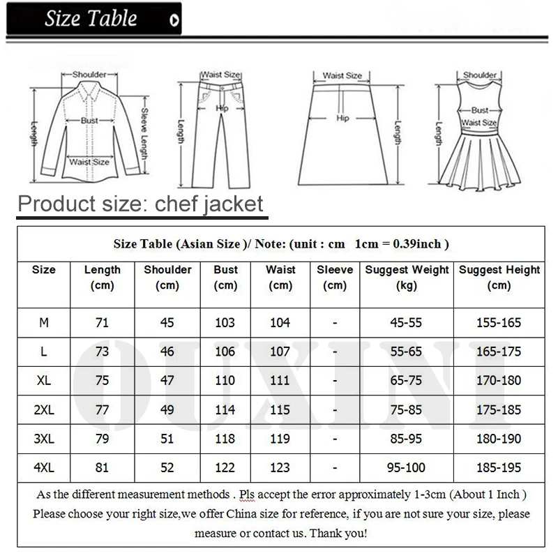 summer women and men kitchen restaurant cook workwear blue chef uniform white shirt chef jacket