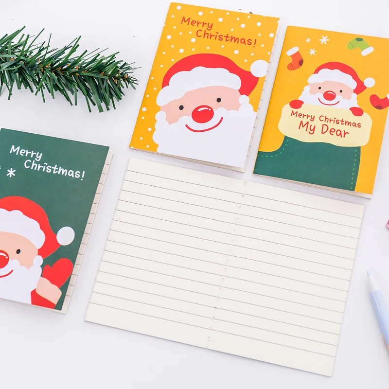 Merry Christmas 2pcs/Lot Pocket Notebooks Mini Dairy Trees Deer Stocking Hand Book Line Festival Gifts School Girls Stationery