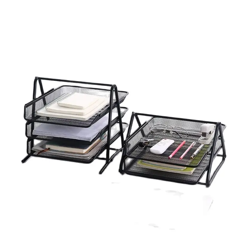 1 pcs A4 paper Organizer black Rack Document Letter File Tray Book Magazine Holder Metal Mesh Tray Rack Office Storage Holder