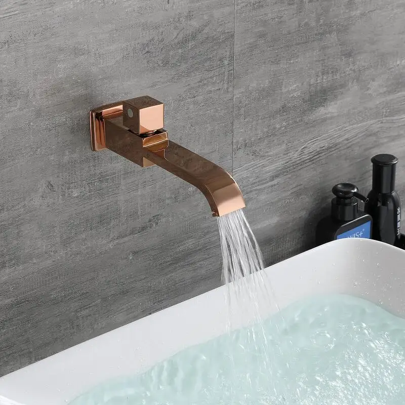 Tuqiu Basin Faucet Only Cold Rose Gold Bathroom Faucet In-Wall Bathroo Faucet  Bathroom Sink Tap Basin Mixer Tap Set
