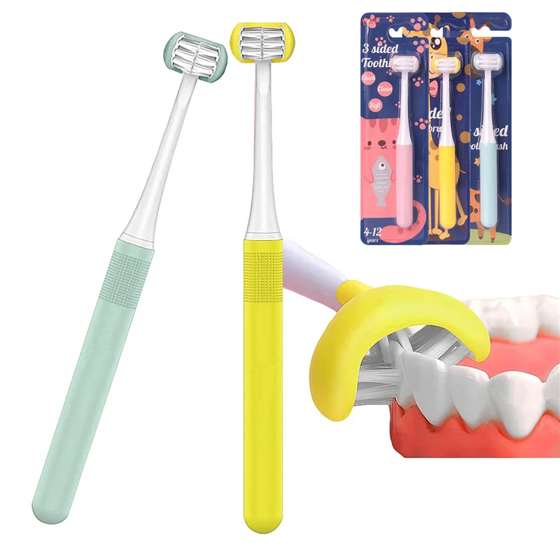 3 Sided Toothbrush Extra Soft Toothbrushes For Kids Adult Oral Deep Cleaning U-Shaped Wrap-Around Children Training Tooth Brush