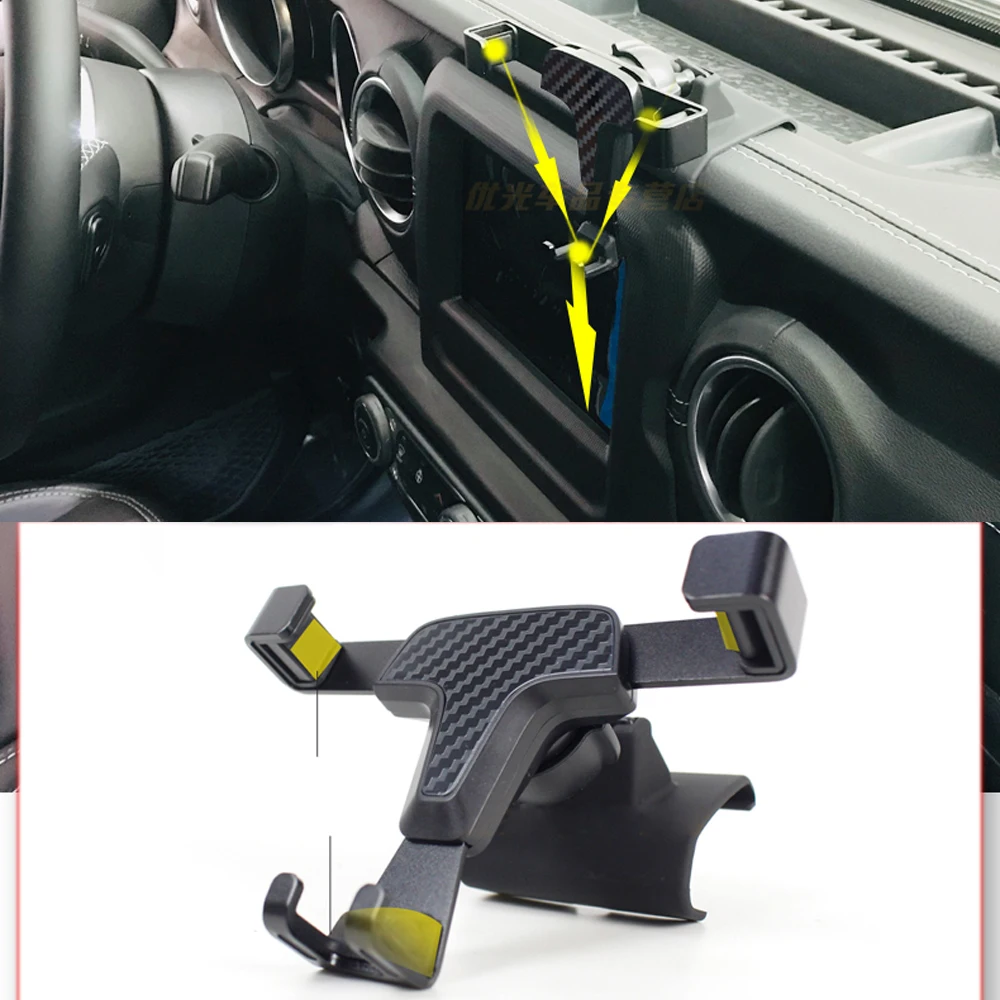 For Jeep Wrangler JL 2019 2020 2021 2022 Accessories Car Air Vent Mount Bracket Smartphone Holder Stand Mobile Phone Cradle