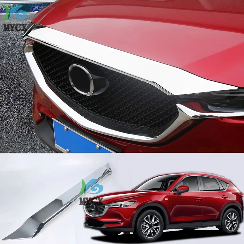 

FIT For Mazda CX5 CX-5 CX 5 2017 2018 2019 ABS Chrome Grille Grill Engine Hood Sticker Cover Trim Molding car styling 2 colours