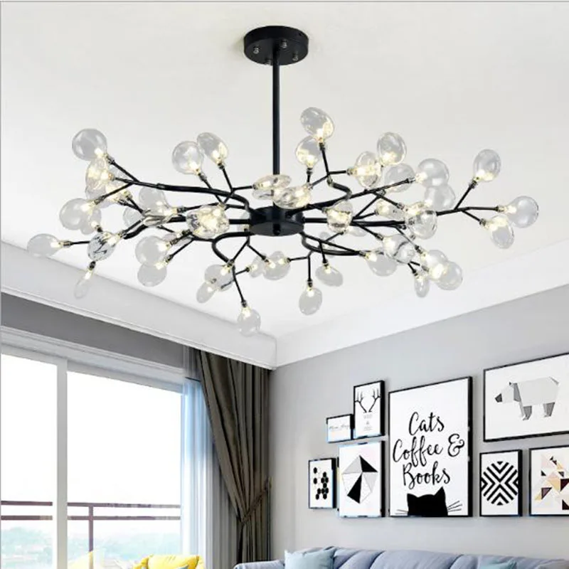 

Modern Nordic Chandeliers Black Creative Firefly Led Art Designer Commercial Home Hanged Lamp For Living Dining Room Lighting