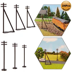 Evemodel 24pcs Model Trains HO Scale Power Poles 1:87 Telegraph Poles 7.5cm Railway Diorama GY19087