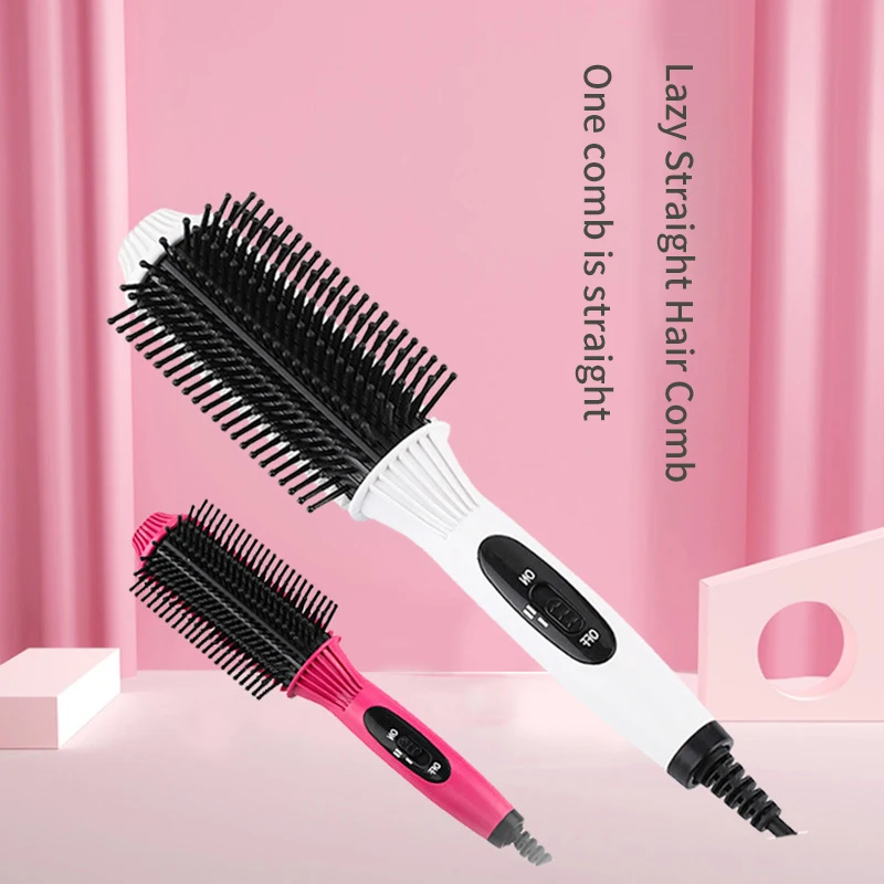 

110-240V Multifunction Hair Curler Anti-scald Iron for Corrugation Professional Electric Straightening Brush 2 in 1 Curling Tool