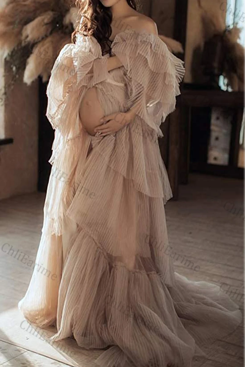 Ladies bare shoulders mopping the floor to shoot long bathrobes bride and bridesmaid maternity clothes