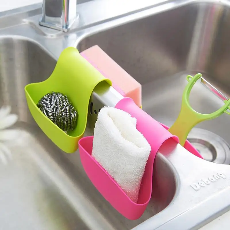 Silicone Double Sink Saddle Style Kitchen Organizer Storage Sponge Holder Rack Draining Rack Kitchen Tools LX7592