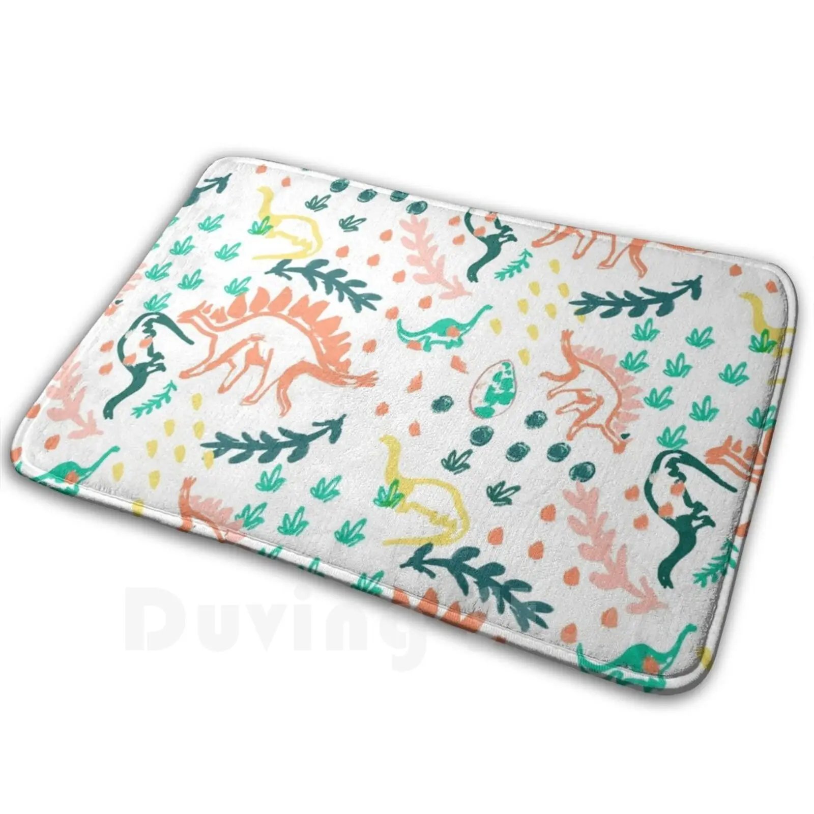 Dinosaurs Carpet Mat Rug Cushion Soft Non-Slip Dinosaur Pattern Pastel Colourful