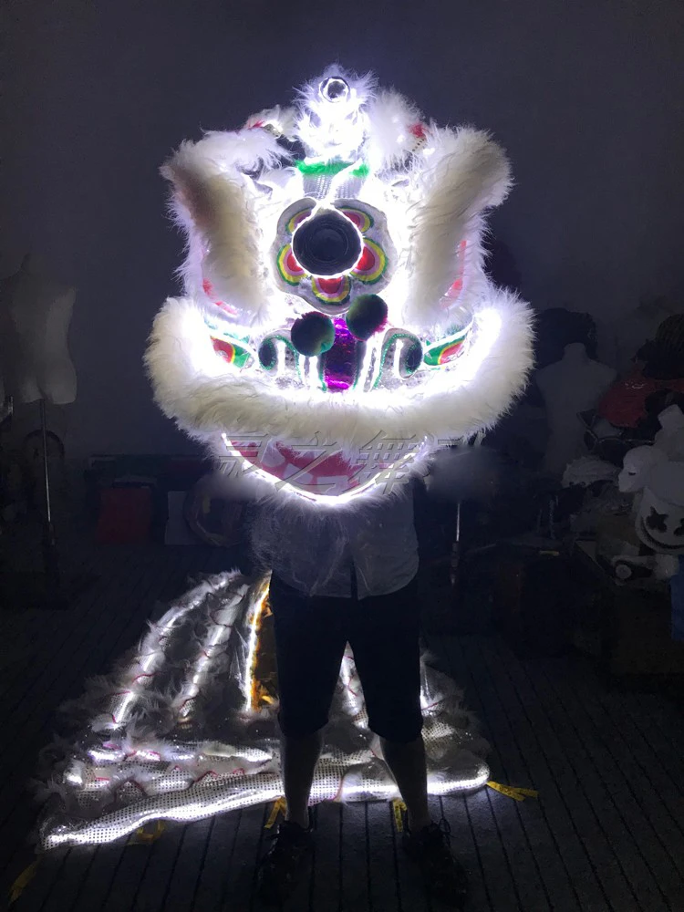 Wool Southern Lion Nightclub cosplay White light LED Lion Dance costume halloween Dragon Dance Bar Stage show clothing