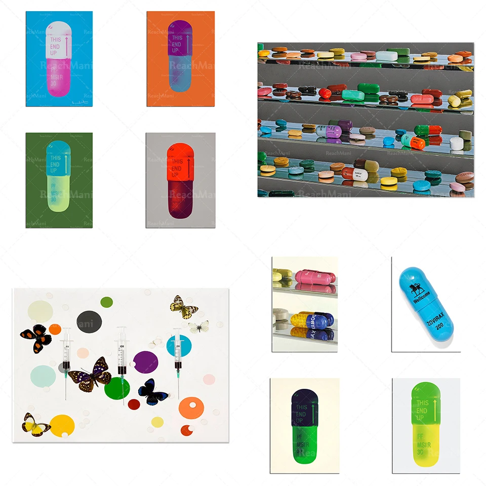 

Декоративный постер Damien Hirst-Happiness, Левофлоксацин, крем для лечения, баклажан, Горох, порошок розового леденца