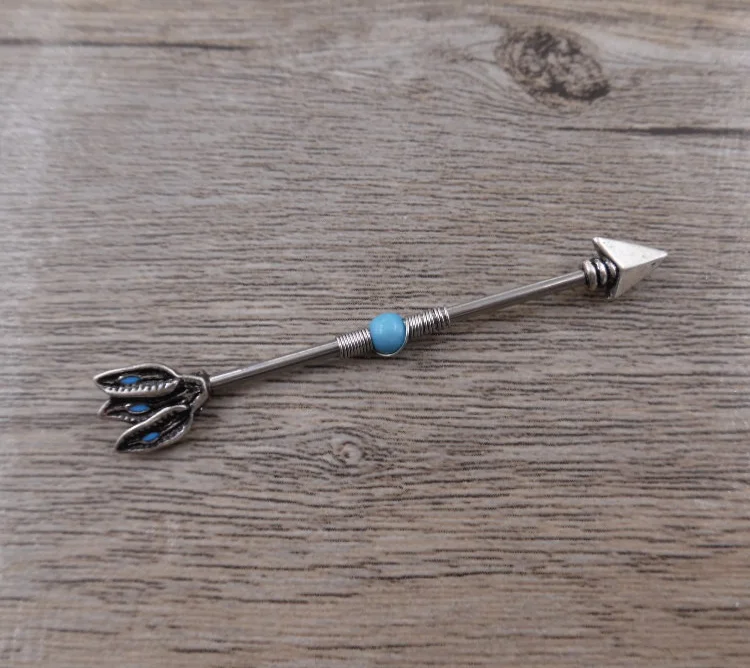 1Pc 14G Surgical Steell Arrow Industrial Barbell Bar Helix Ear Piercing  Ear Ring Body Piercing Jewellery
