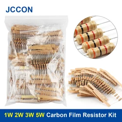 Carbono Film Resistor Set, Resistores Kit, Ohm Resistência Anel de Cor, 0.1 ~ 750R, 1K ~ 820K, 1W 2W 3W 5W Set