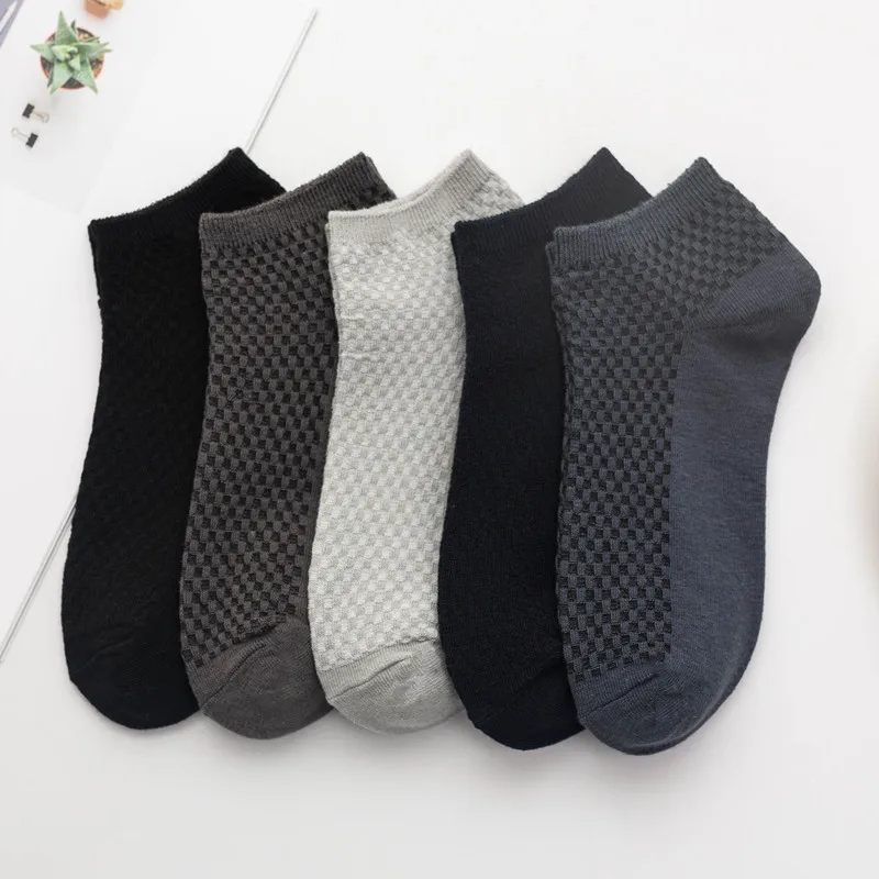 5 Pairs 1 Pack Bamboo Fiber Man Short Socks Breathable Men Ankle Socks Solid Color Casual Sock 1 Set Male Meias 1 Lot Sox socken