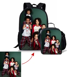 Customize Your Style Fashion New Style Casual Color Photos Zipper Backpack And Lunch Bag Two-piece Boy Girl Primary School