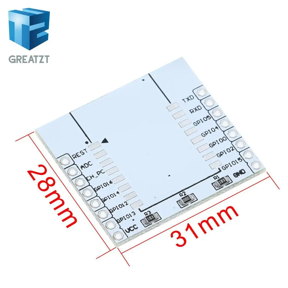 GREATZT 1PCS /LOT ESP8266 serial WIFI module adapter plate Applies to ESP-07, ESP-08, ESP-12E