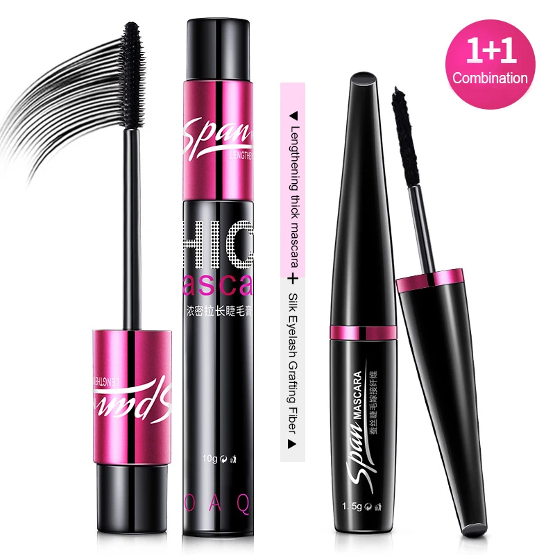 BIOréveiller A-Ensemble de maquillage noir injMascara, extension de cils, volume allongé, fibre 3D, cosmétiques imperméables, ensemble de 2 pièces