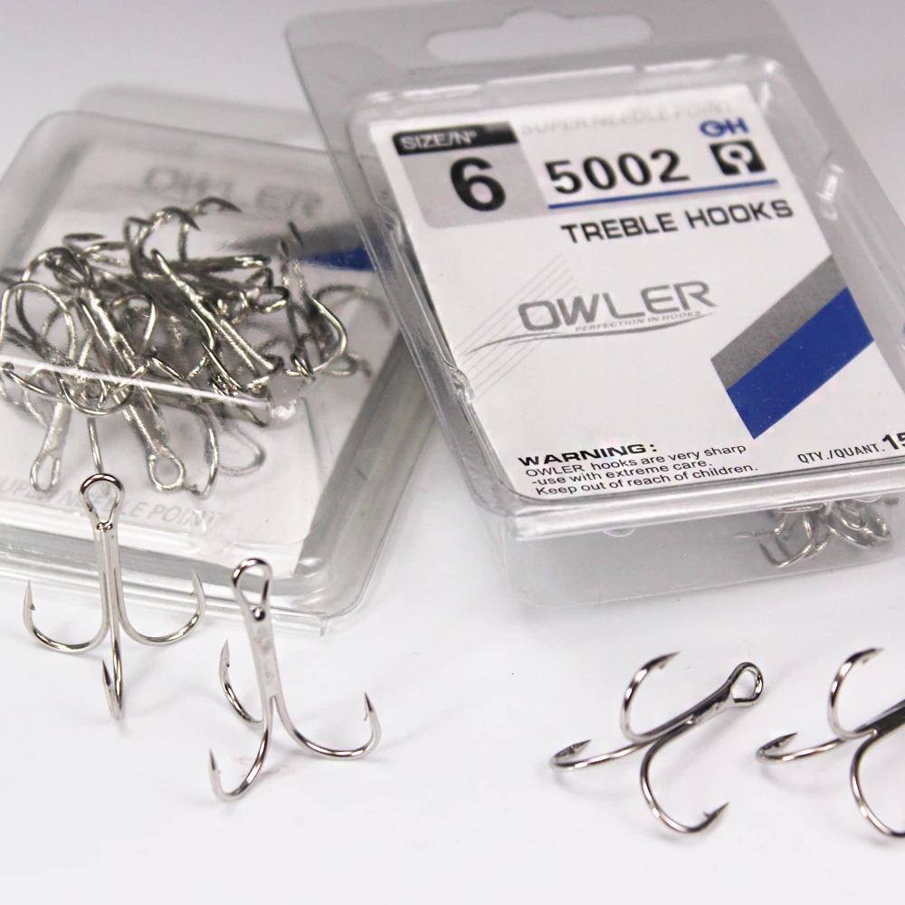 Owler 5002 Silver Treble Hooks Fishing Tee Hooks  Squid Hook Circle Hook Jig Head Hook Or Fishing Gear Set  Chumbo Pesca Catfish