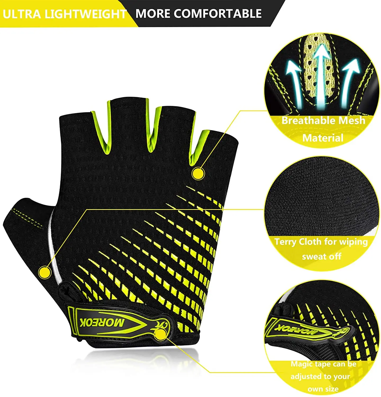 BIKINGMOREOK Cycling Gloves Half Finger Bike Gloves 5MM Liquid Gel Pads Bicycle Gloves Shock-Absorbing Mountain Bike Gloves