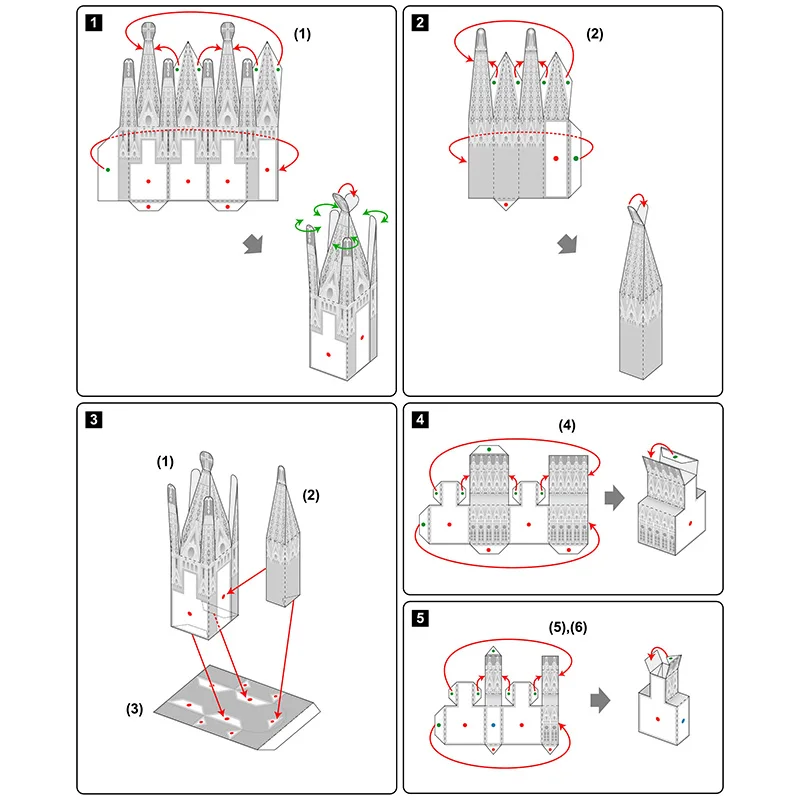 สเปน Sagrada Familia พับ Mini 3D กระดาษ House Papercraft DIY Art Origami อาคารเด็กผู้ใหญ่ Craft ของเล่น QD-134