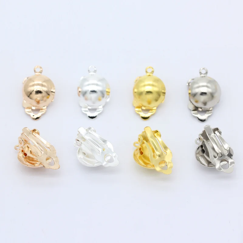 20p 10x20mm Silver gold plated Dome Base Blank Ear clips Converters Non-Pierced Clip On Earrings Findings jewelry design Buckle
