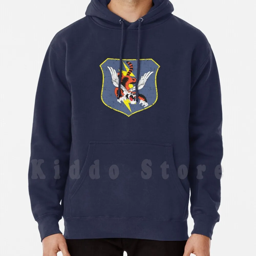 23rd Fighter Group Flying Tigers-Grunge Style Hoodie Long Sleeve Flying Tigers Flying Tigers Pzd Pzd501