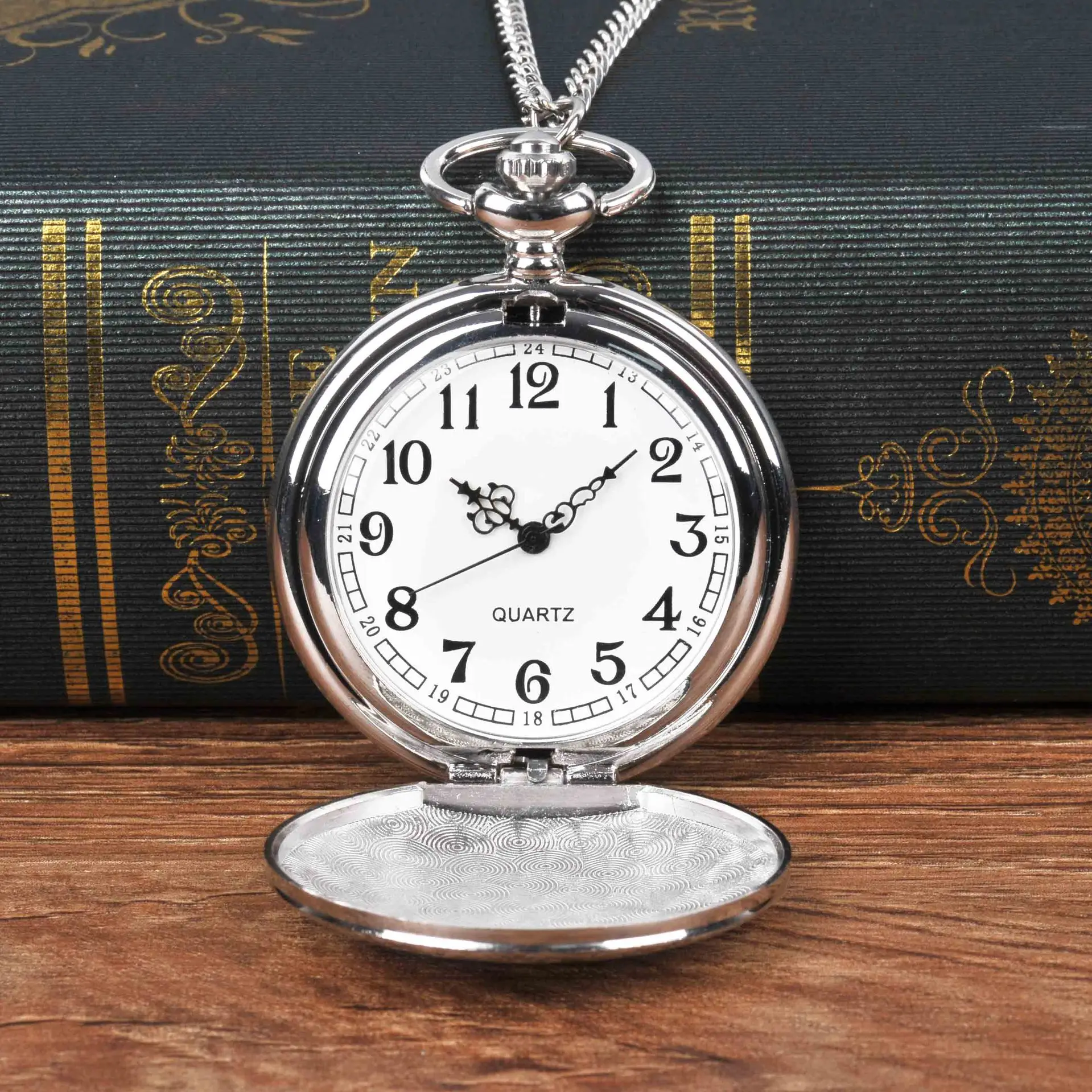 8857Large pocket watch silver pattern Roman scale exquisite simple wild pocket watch