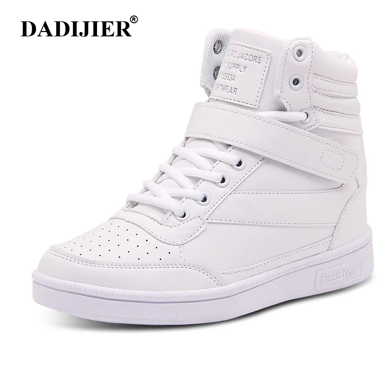 2023 frauen Winter Turnschuhe warme plüsch innen Versteckte Zunehmende herbst schuhe PU Leder Schuhe Frau High Top Weiß Schuhe ST213