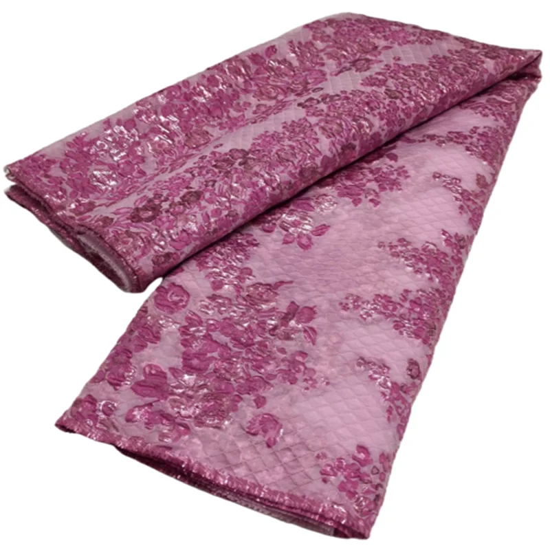 Encaje rosa, nuevo diseño Jacquard, tela de encaje francés nigeriano, encaje africano brocado de alta calidad para la noche, 2021